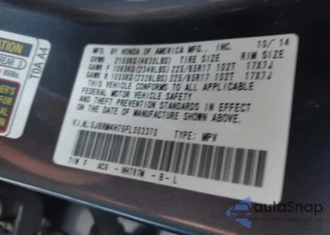 2015 Honda Cr-V Ex-L z USA, uszkodzony, nr VIN 5J6RM4H75FL003370